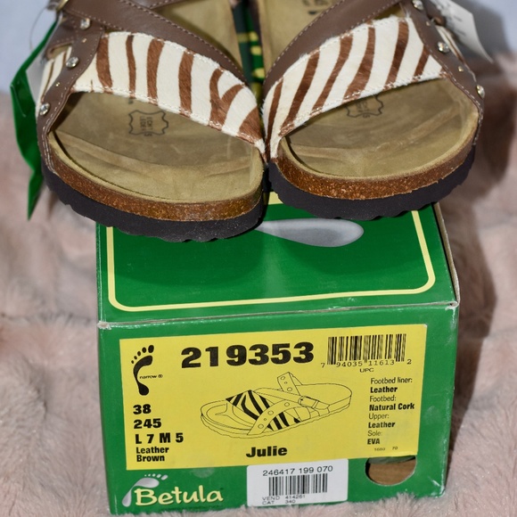 Birkenstock Shoes - Betula Licensed Birkenstock JULIE Zebra Mohair Studded Sandal Size 7.5/38 NEW!!